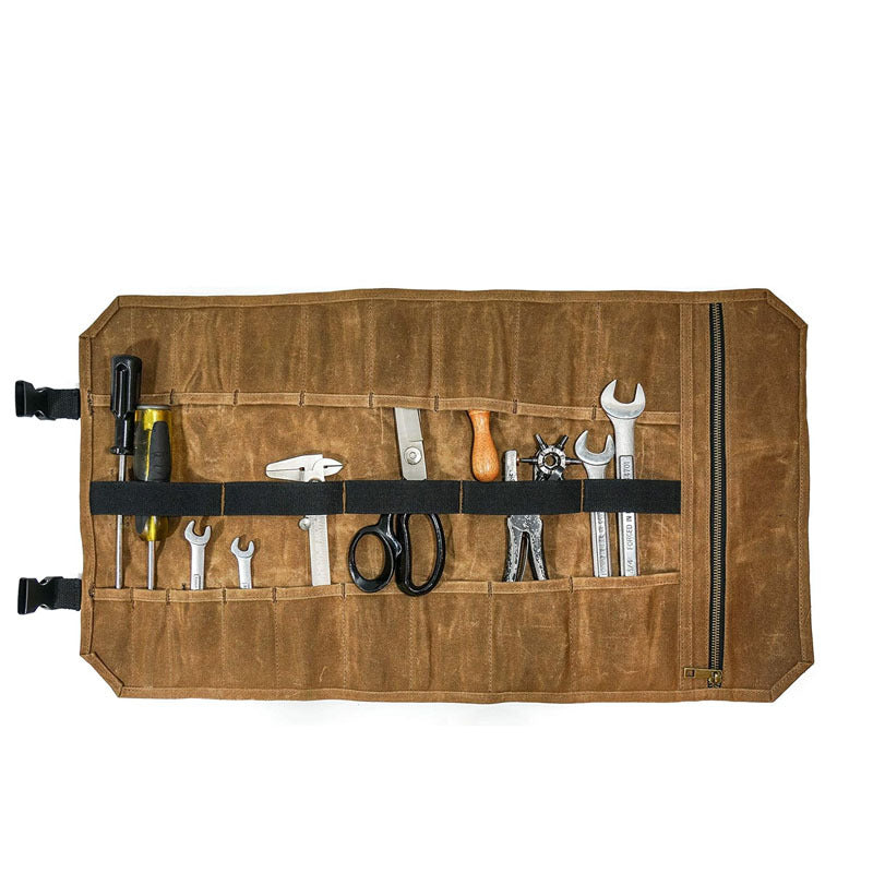 Waxed Canvas Tool Roll Organizer